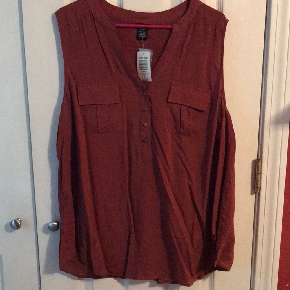 Sleeveless burnt brick top
